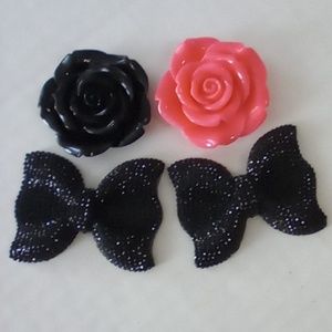 Flat Back Resin Cabachon Pieces. Bows & Flowers.